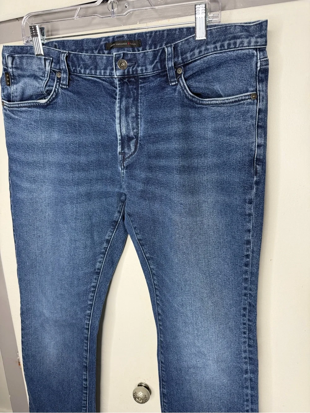John Varvatos Bowery Slim Straight Mens Denim Jeans Size 36x32 blue